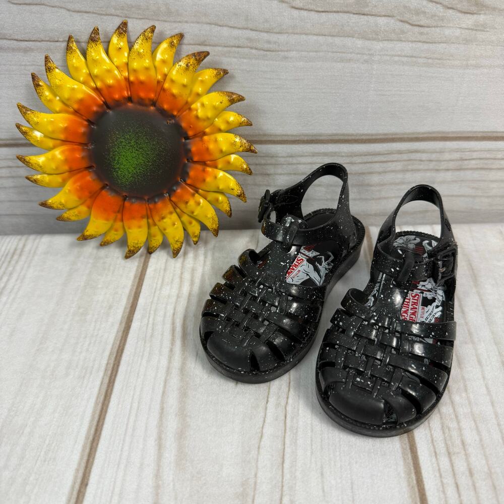 Mini Melissa Stranger Things Possession Jelly Sandals Black Speckle Kids Size 8